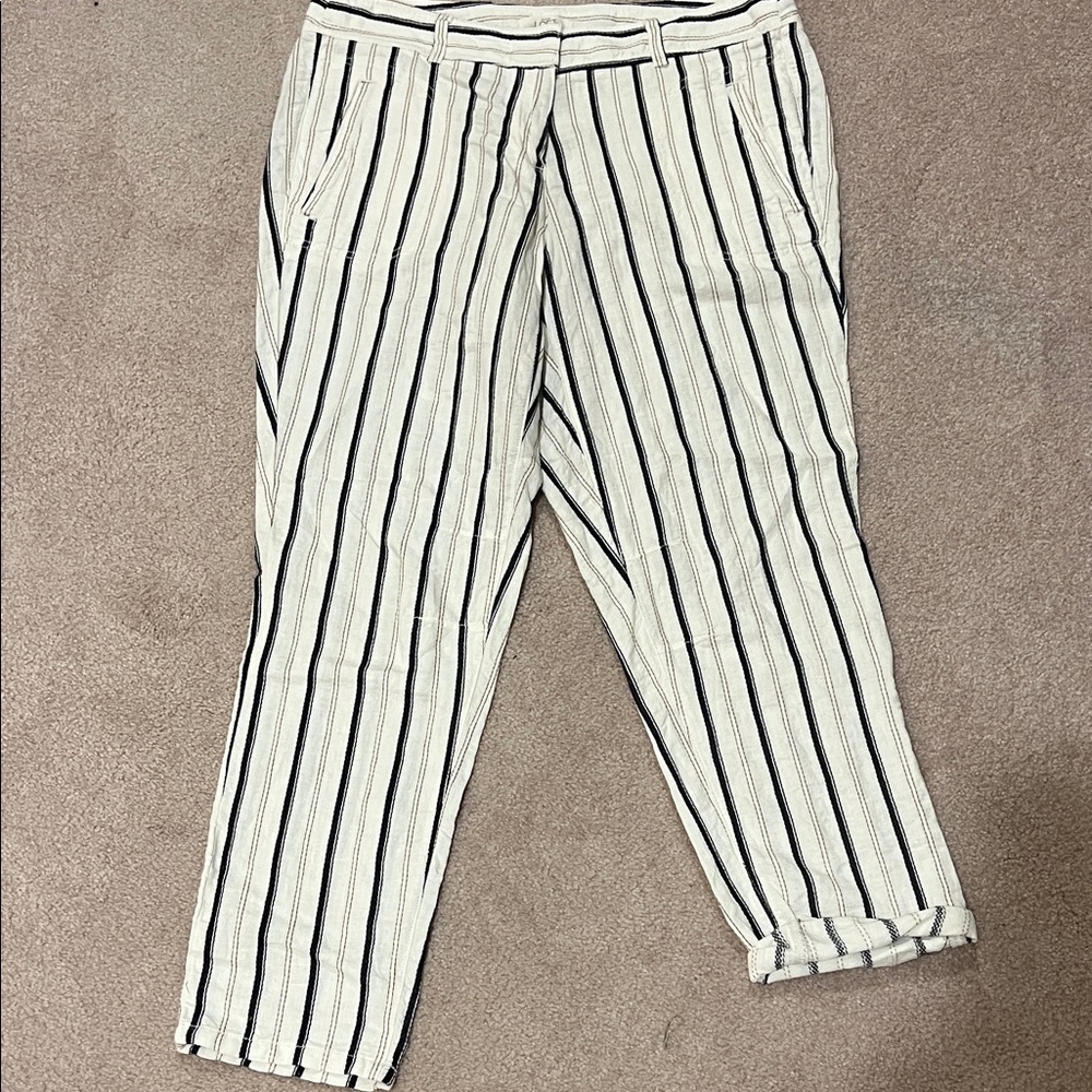 LOFT Linen and Cotton Striped Trousers, NWT, 10